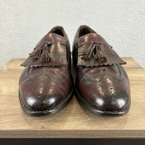 Allen Edmonds Mens 11 Arlington Burgundy Wing-tipped Kiltie Tasseled Shoe Loafer - Picture 6 of 13